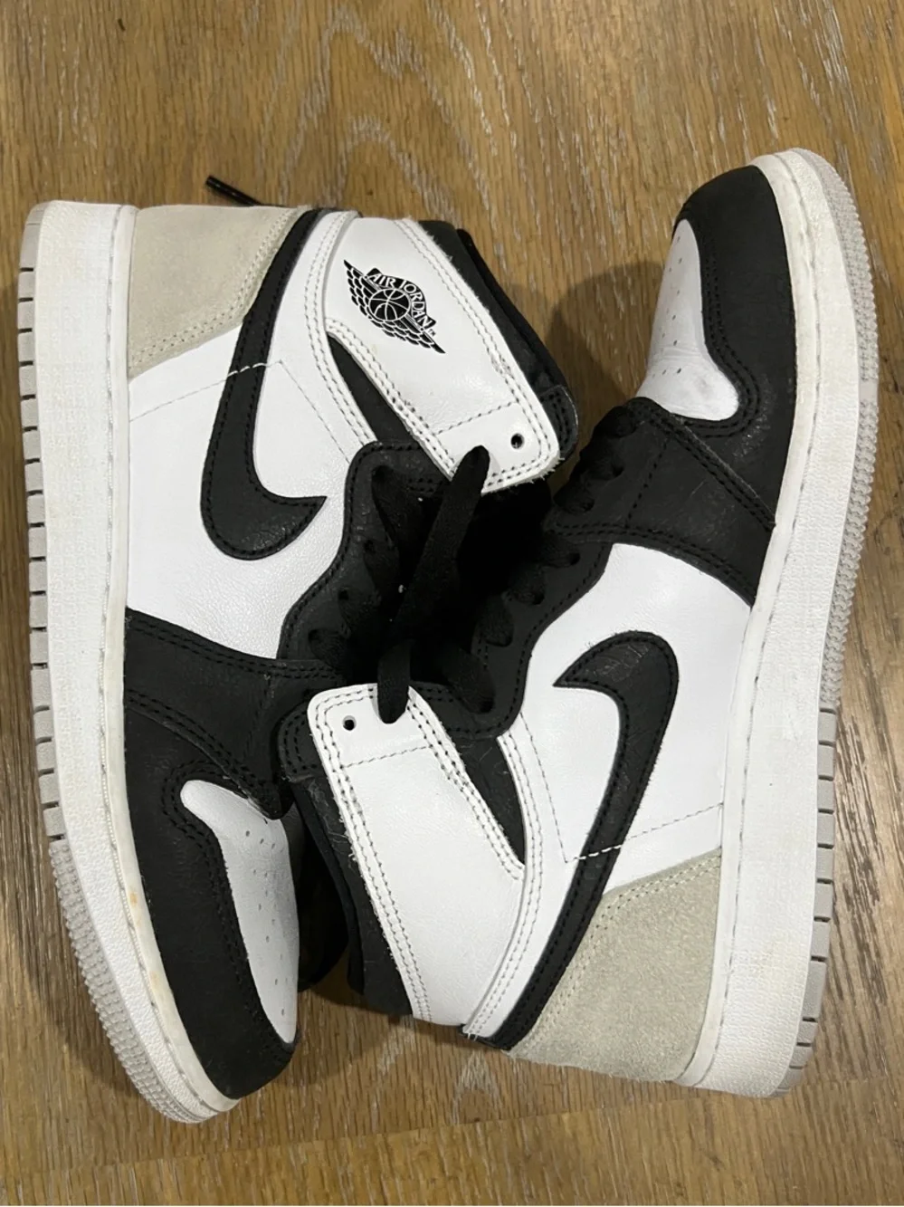 Nike Kids High-Top Sneakers — Black & White with Pink Accent